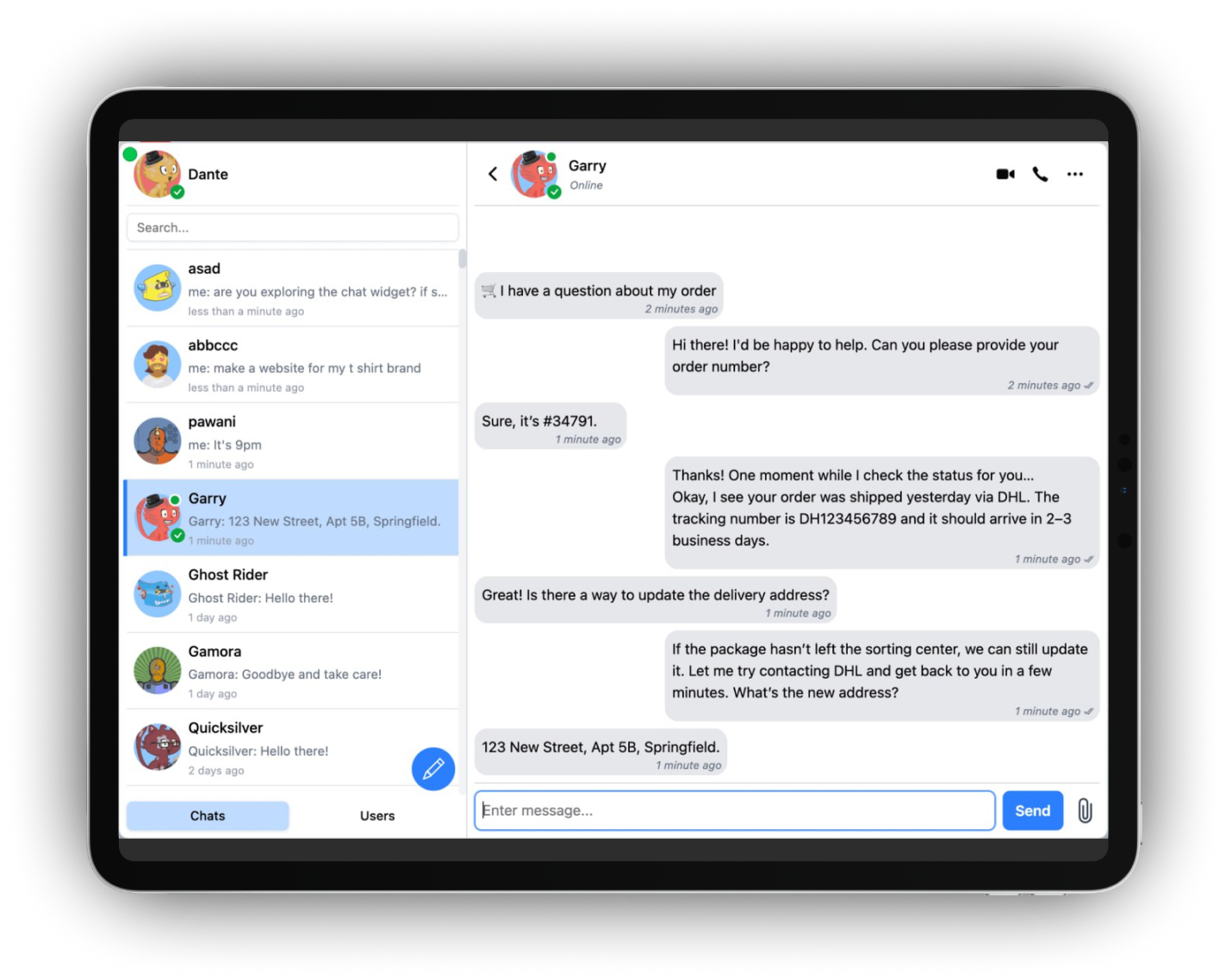 Chat Widget on iPad